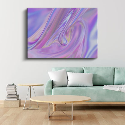Holografik Akış - Mor Tonlarda Soyut Dalga Kanvas Tablo