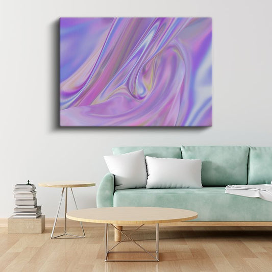 Holografik Akış - Mor Tonlarda Soyut Dalga Kanvas Tablo