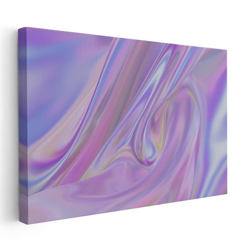 Holografik Akış - Mor Tonlarda Soyut Dalga Kanvas Tablo