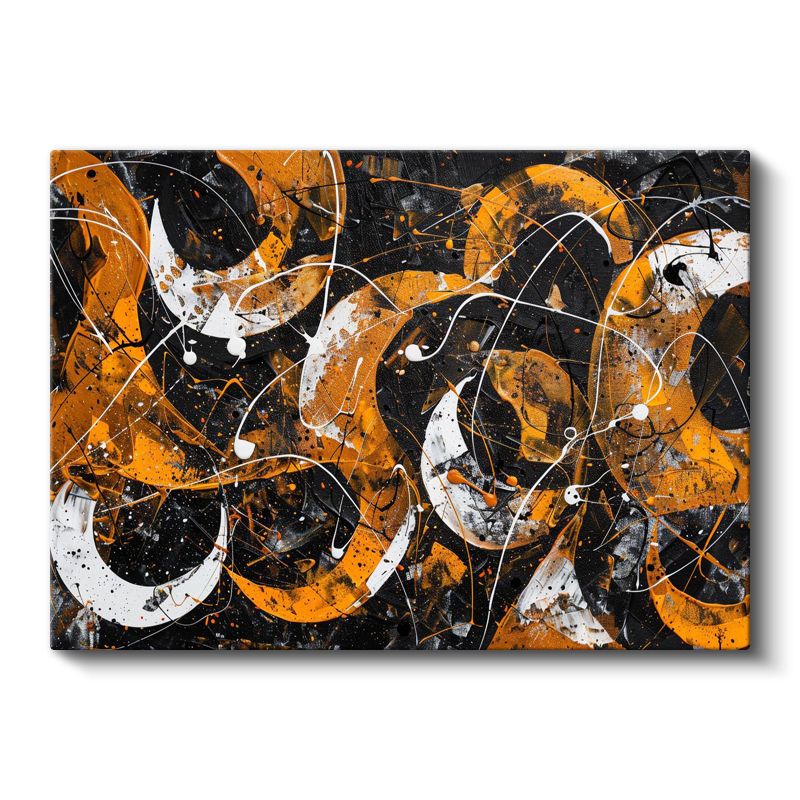 Dinamik Çizgiler - Turuncu Siyah Ekspresyonist Kompozisyon Kanvas Tablo