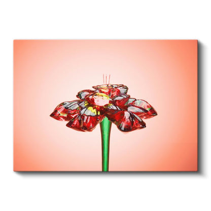 Kristal Çiçek - Kırmızı Cam Efektli Çiçek Tasarımı Kanvas Tablo