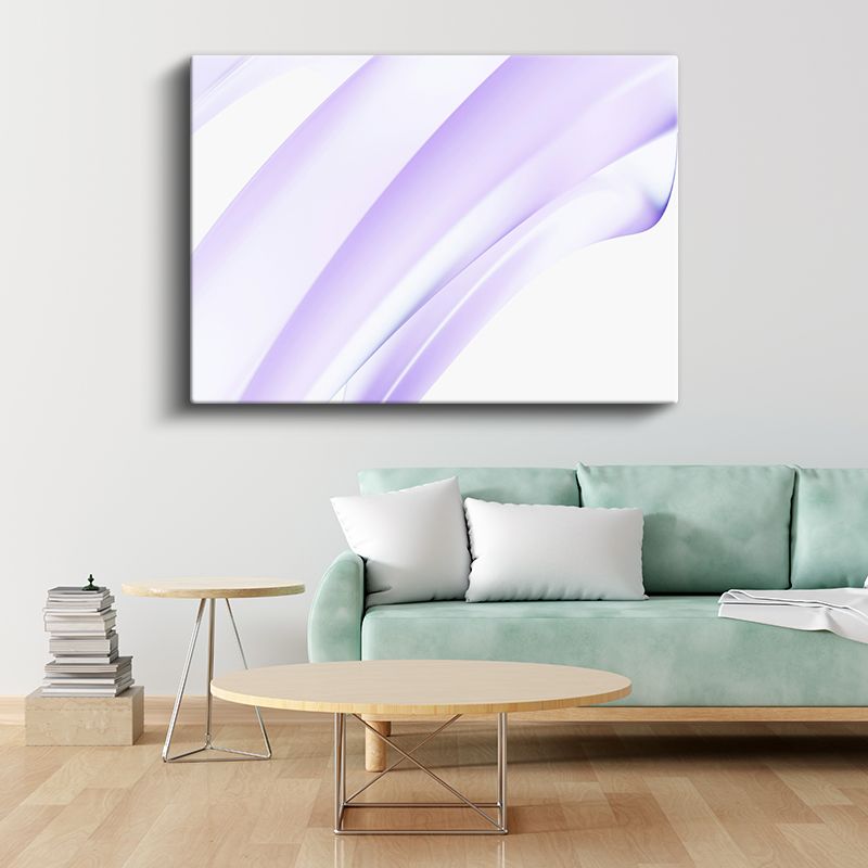 Mor Zarafet - Yumuşak Dalgalı Çizgiler ve Minimalist Tasarım Kanvas Tablo
