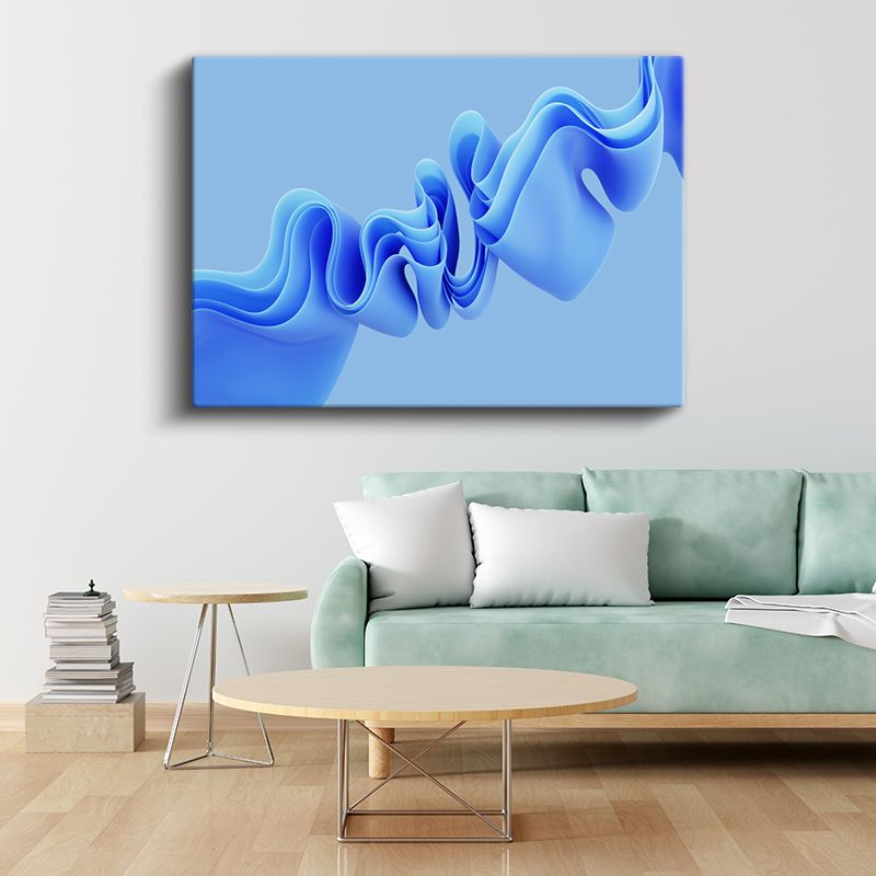 Mavi Dalga - Modern 3D Akışkan Formlar Kanvas Tablo