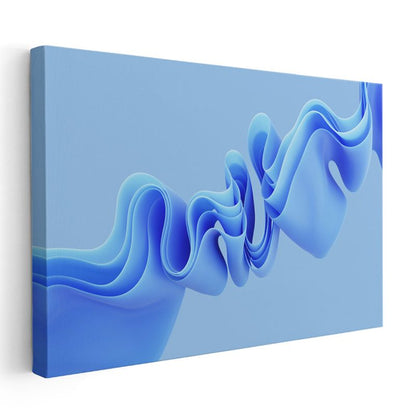 Mavi Dalga - Modern 3D Akışkan Formlar Kanvas Tablo