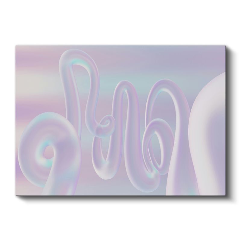 Holografik Spiraller - Pastel Mor ve Turkuaz Soyut Formlar Kanvas Tablo