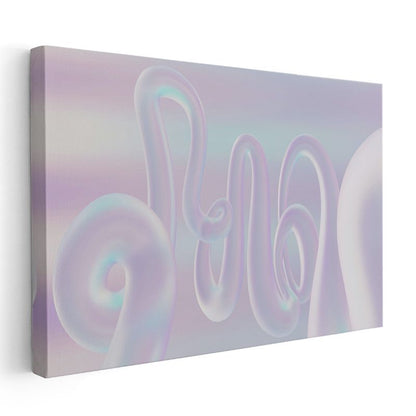 Holografik Spiraller - Pastel Mor ve Turkuaz Soyut Formlar Kanvas Tablo