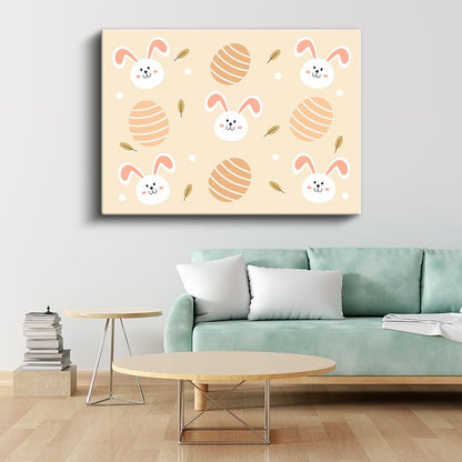 Sevimli Tavşanlar - Pastel Tonlarda Şirin İllüstrasyon Kanvas Tablo