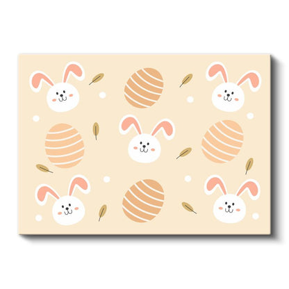 Sevimli Tavşanlar - Pastel Tonlarda Şirin İllüstrasyon Kanvas Tablo