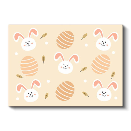 Sevimli Tavşanlar - Pastel Tonlarda Şirin İllüstrasyon Kanvas Tablo