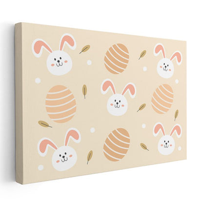 Sevimli Tavşanlar - Pastel Tonlarda Şirin İllüstrasyon Kanvas Tablo