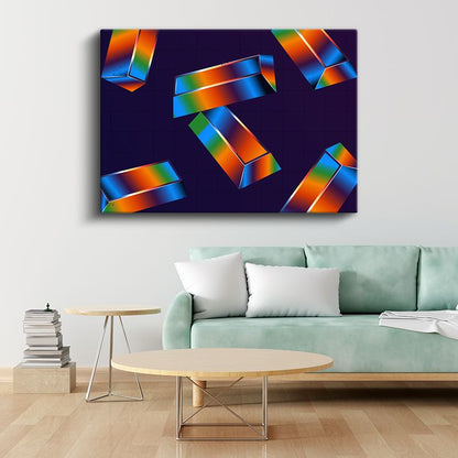 Geometrik Prizmalar - Gökkuşağı Renklerde 3D Soyut Kanvas Tablo