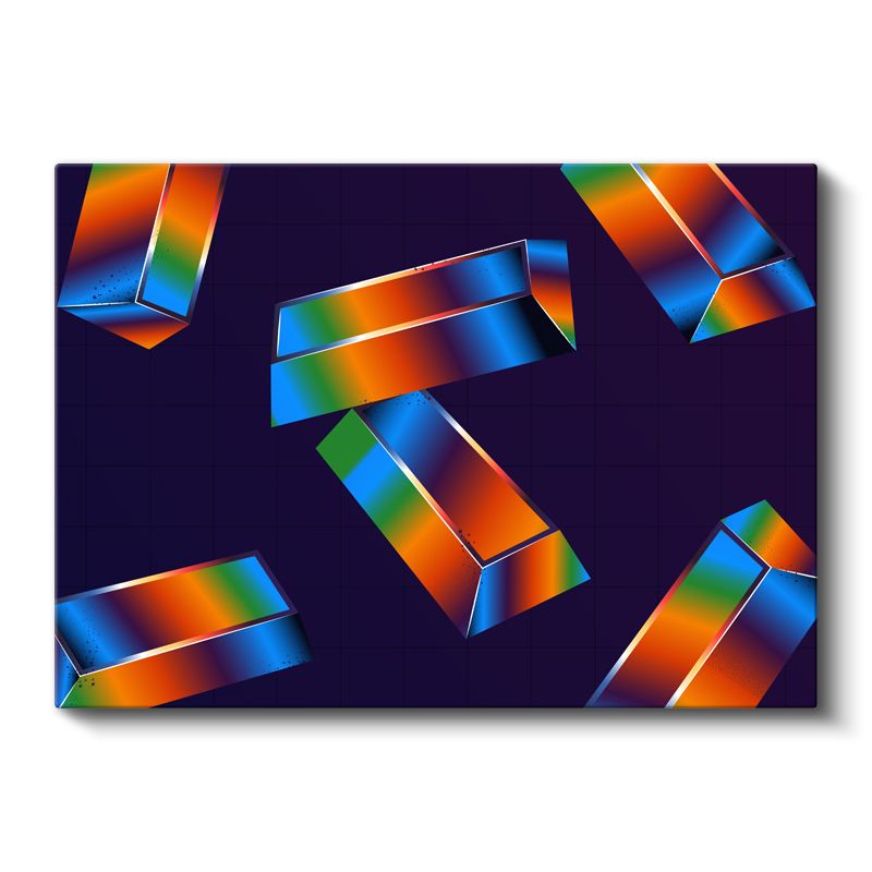 Geometrik Prizmalar - Gökkuşağı Renklerde 3D Soyut Kanvas Tablo