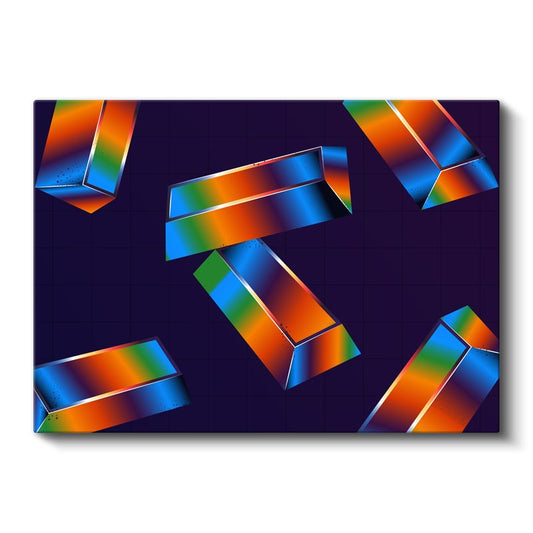 Geometrik Prizmalar - Gökkuşağı Renklerde 3D Soyut Kanvas Tablo