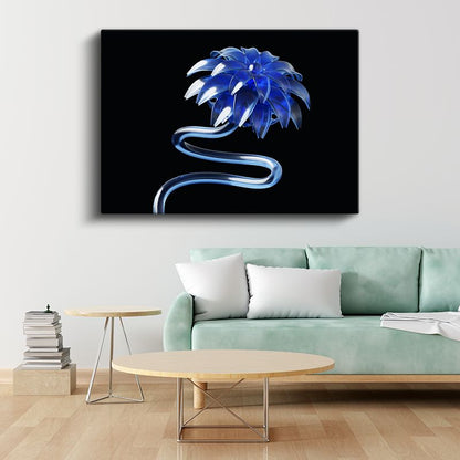 Kristal Çiçek - Mavi Cam Heykelsi Tasarım Kanvas Tablo