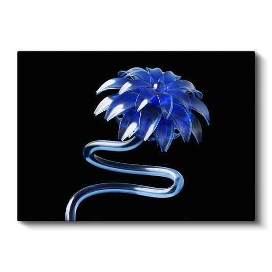 Kristal Çiçek - Mavi Cam Heykelsi Tasarım Kanvas Tablo