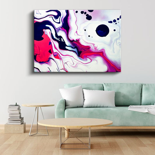 Sıvı Renkler - Pembe Beyaz Akışkan Sanat Kanvas Tablo