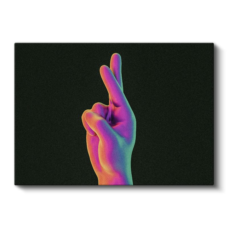 Neon El - Gökkuşağı Renklerinde Minimalist Kanvas Tablo