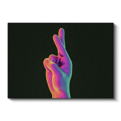 Neon El - Gökkuşağı Renklerinde Minimalist Kanvas Tablo