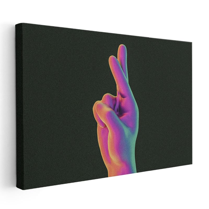 Neon El - Gökkuşağı Renklerinde Minimalist Kanvas Tablo