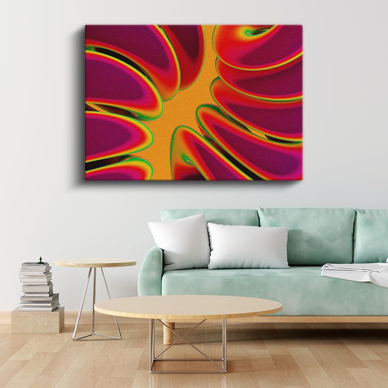 Çiçeksi Dalgalar - Sıcak Tonlarda Soyut Desen Kanvas Tablo