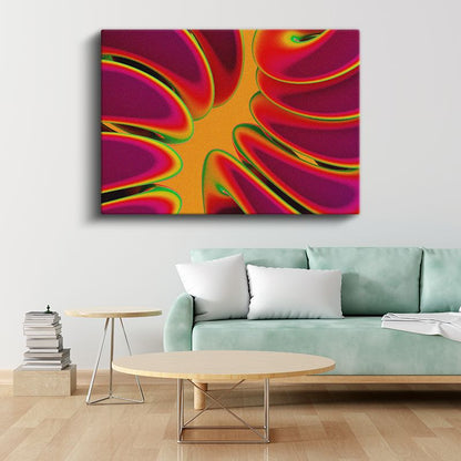 Çiçeksi Dalgalar - Sıcak Tonlarda Soyut Desen Kanvas Tablo