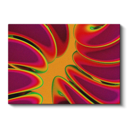 Çiçeksi Dalgalar - Sıcak Tonlarda Soyut Desen Kanvas Tablo