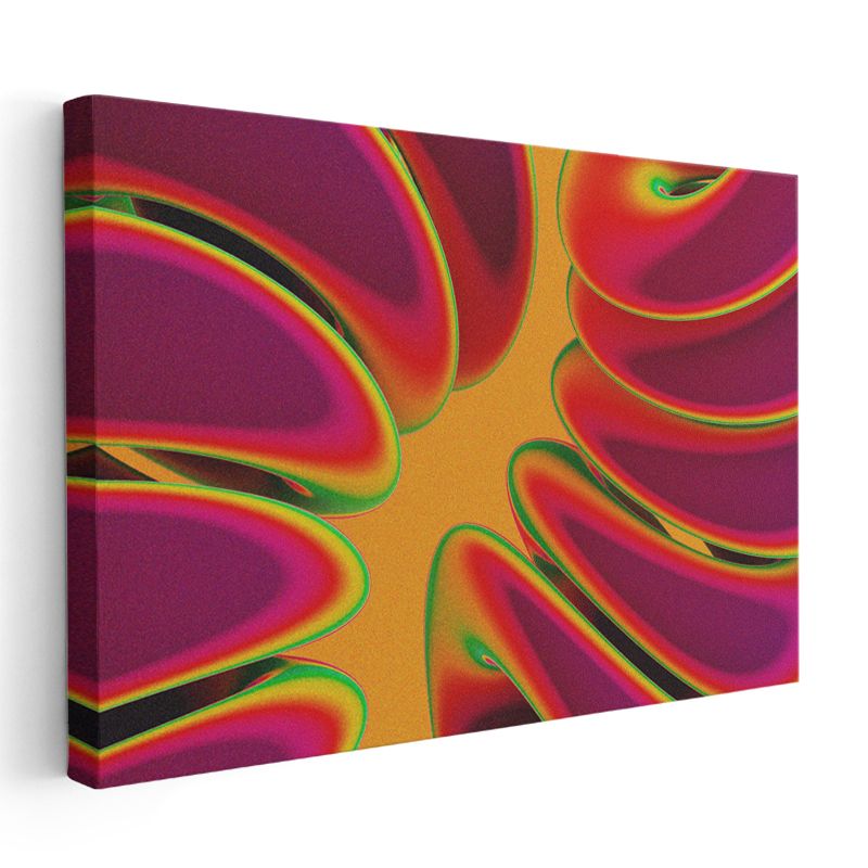 Çiçeksi Dalgalar - Sıcak Tonlarda Soyut Desen Kanvas Tablo