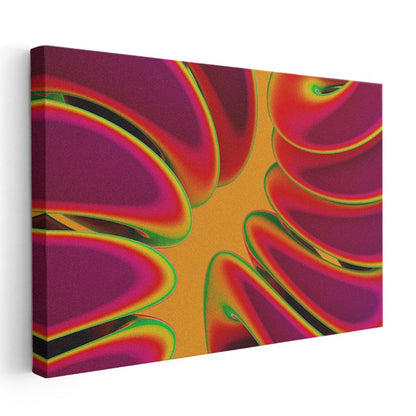 Çiçeksi Dalgalar - Sıcak Tonlarda Soyut Desen Kanvas Tablo