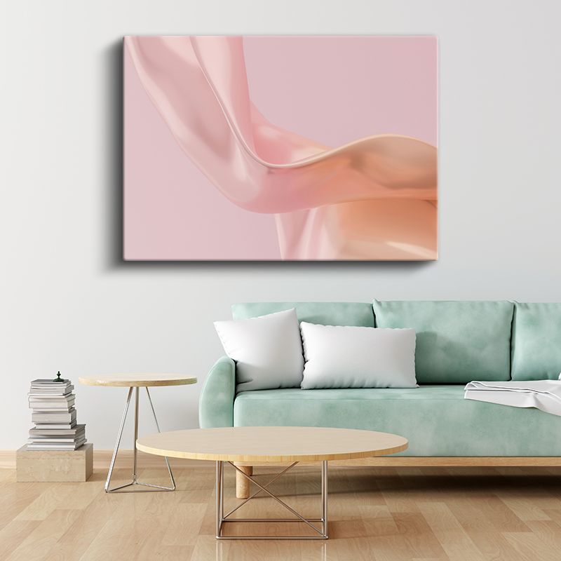 Pembe Harmoni - Yumuşak Kıvrımlar Soyut Kanvas Tablo