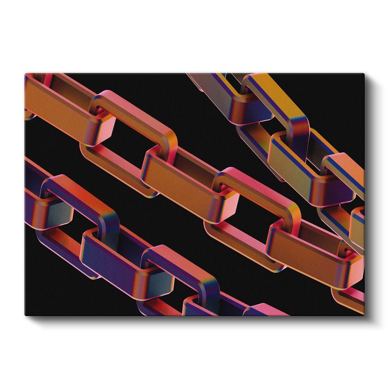 Metalik Zincirler - Geometrik Formlar Vektörel Kanvas Tablo