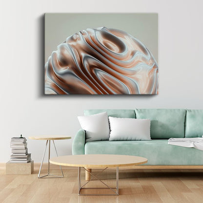 Bakır Dalgalar - Metalik Kıvrımlar Soyut Kanvas Tablo