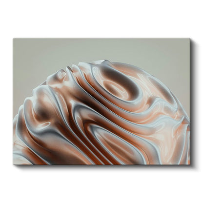 Bakır Dalgalar - Metalik Kıvrımlar Soyut Kanvas Tablo