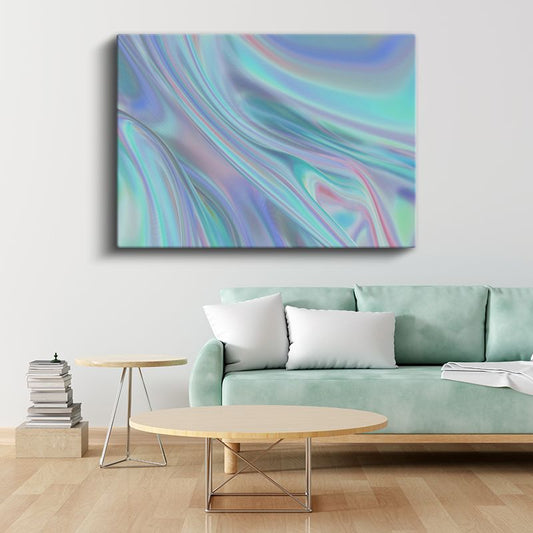 Holografik Akış - Pastel Renkler Soyut Kanvas Tablo