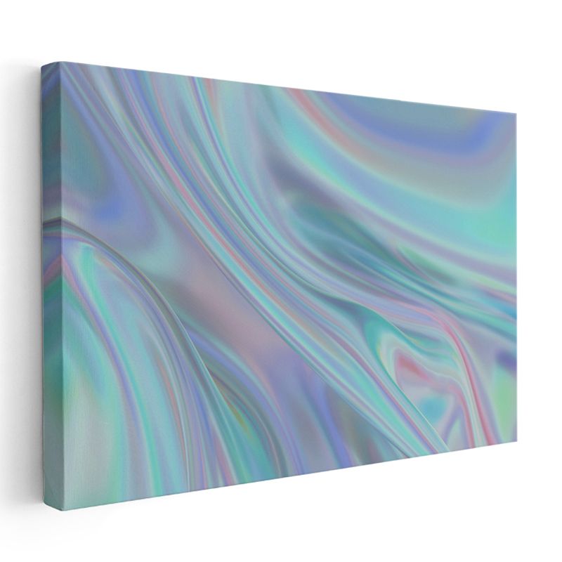 Holografik Akış - Pastel Renkler Soyut Kanvas Tablo