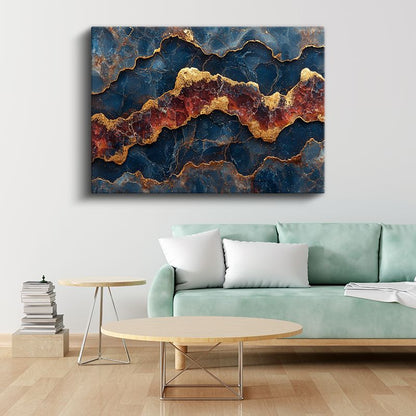 Altın Damarlar - Jeolojik Formlar Soyut Kanvas Tablo