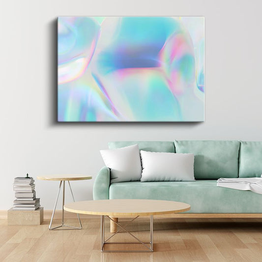 Holografik Dalgalar - Pastel Renk Geçişli Soyut Kanvas Tablo