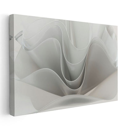 Beyaz Kıvrımlar - Minimalist Geometrik Form Kanvas Tablo