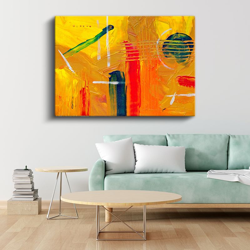 Sarı Senfoni - Ekspresyonist Fırça Darbeleri Kanvas Tablo