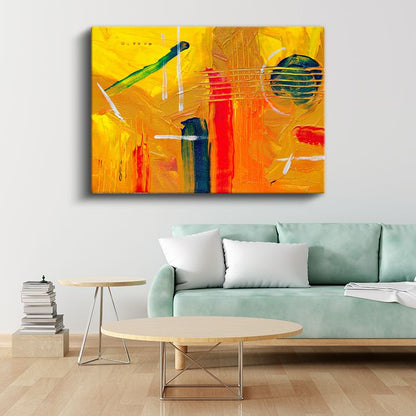 Sarı Senfoni - Ekspresyonist Fırça Darbeleri Kanvas Tablo