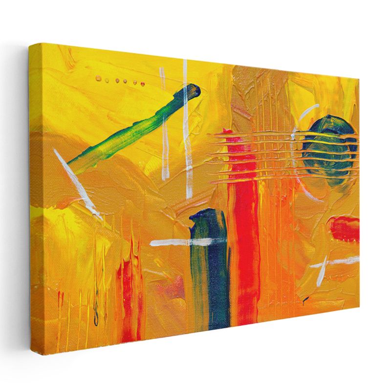 Sarı Senfoni - Ekspresyonist Fırça Darbeleri Kanvas Tablo
