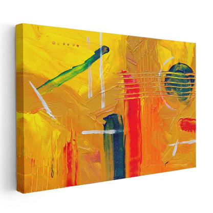 Sarı Senfoni - Ekspresyonist Fırça Darbeleri Kanvas Tablo
