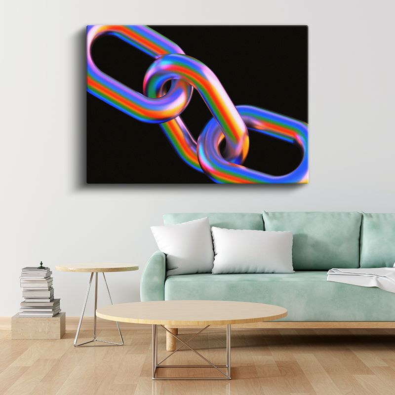 Gökkuşağı Zincir - 3D Bağlantı Formları Kanvas Tablo