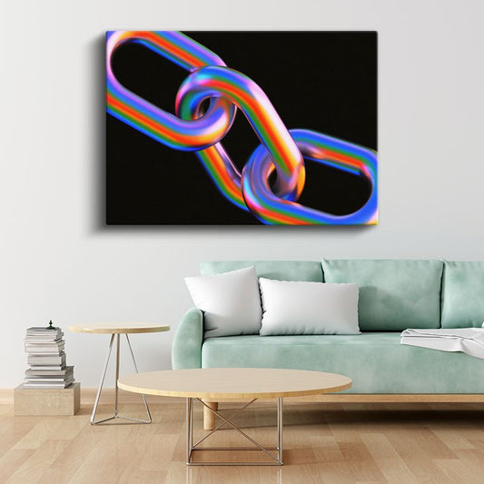 Gökkuşağı Zincir - 3D Bağlantı Formları Kanvas Tablo