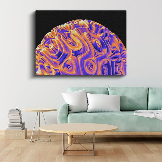 Kozmik Dalgalar - Mor Turuncu Spiral Desenler Kanvas Tablo