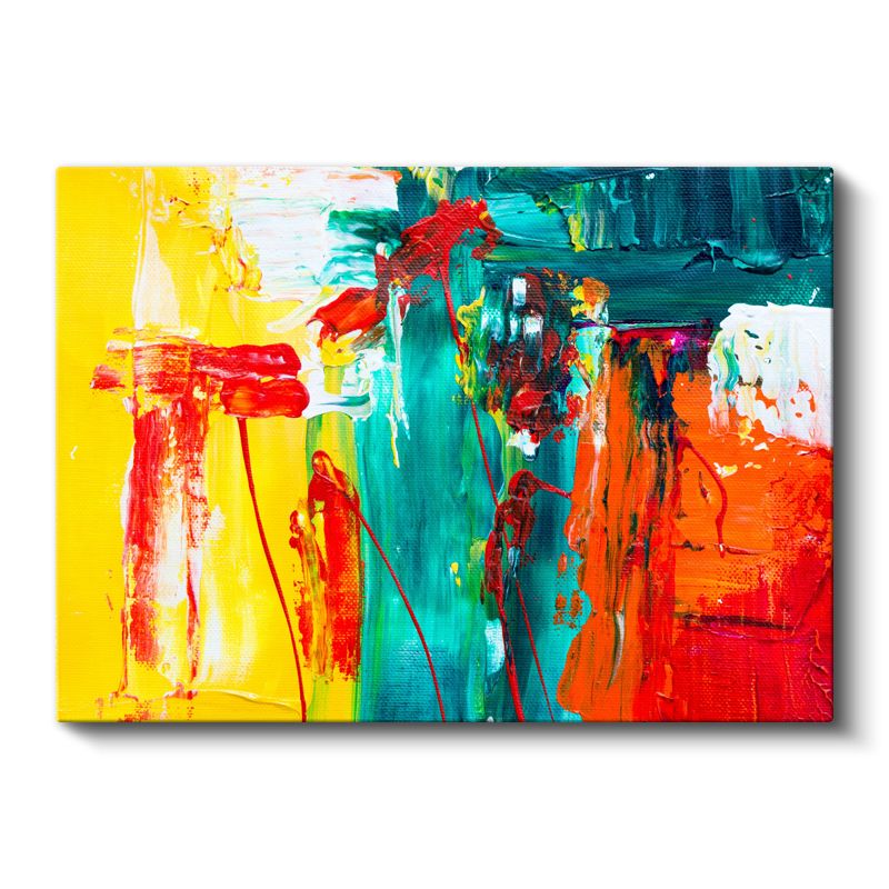 Renk Patlaması - Turkuaz ve Turuncu Soyut Kompozisyon Kanvas Tablo