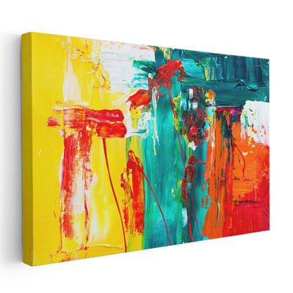 Renk Patlaması - Turkuaz ve Turuncu Soyut Kompozisyon Kanvas Tablo