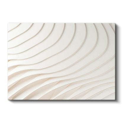 Minimalist Dalgalar - Beyaz 3D Çizgisel Desen Kanvas Tablo