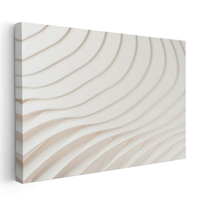 Minimalist Dalgalar - Beyaz 3D Çizgisel Desen Kanvas Tablo