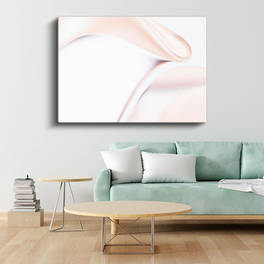 Zarif Akışkanlık - Pembe Tonlarda Minimalist Dalgalar Kanvas Tablo