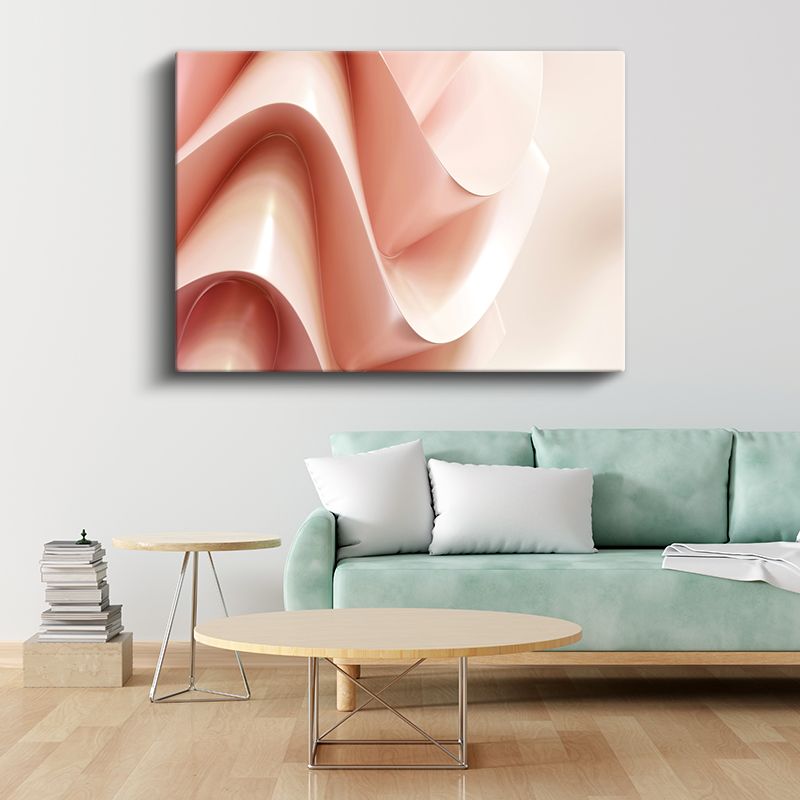 Yumuşak Katmanlar - Pembe Tonlarda 3D Dalgalı Formlar Kanvas Tablo